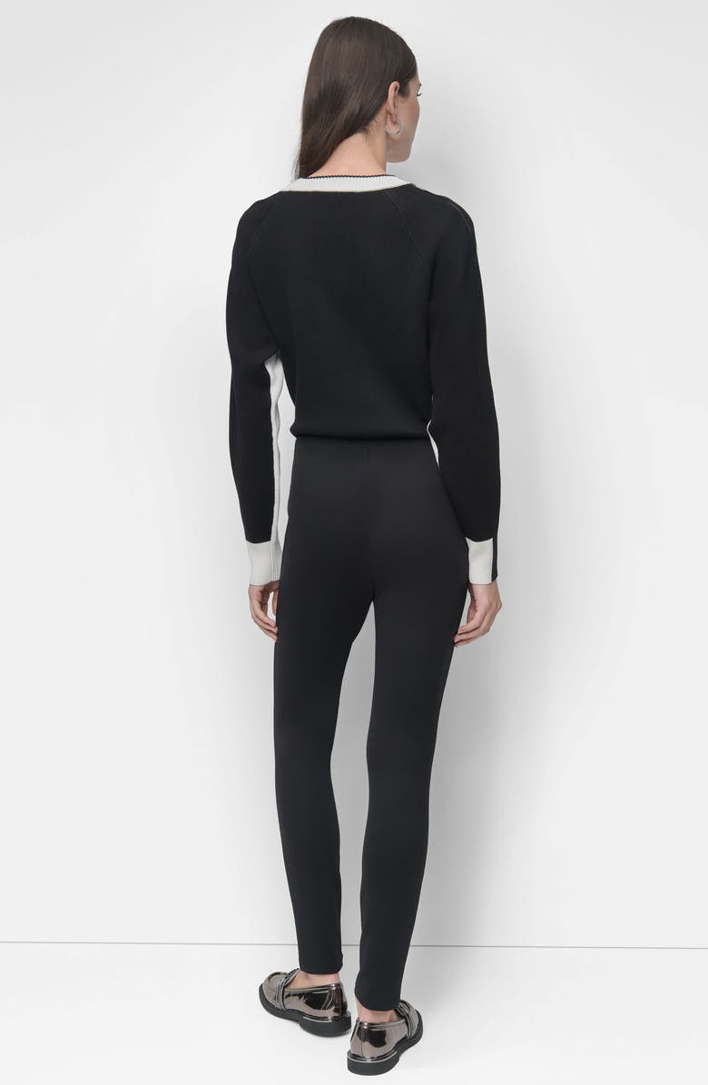 DKNY Exposed Zip Hem Ponte Pants, Alternate, color, Black