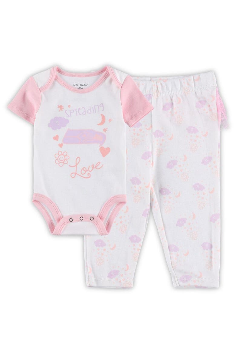 Girls Newborn & Infant White Seattle Seahawks Spreading Love Bodysuit and Tutu Leggings Set, Main, color, White