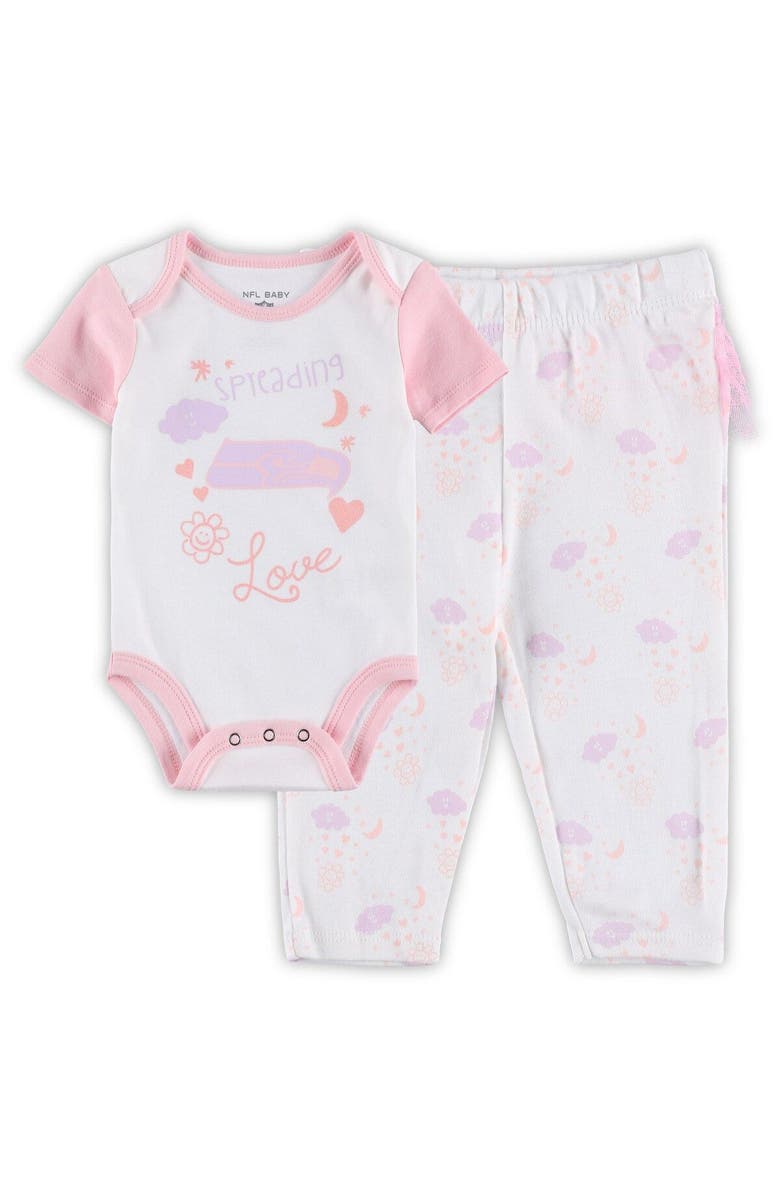 Outerstuff Girls Newborn & Infant White Seattle Seahawks Spreading Love Bodysuit and Tutu Leggings Set, Main, color, White