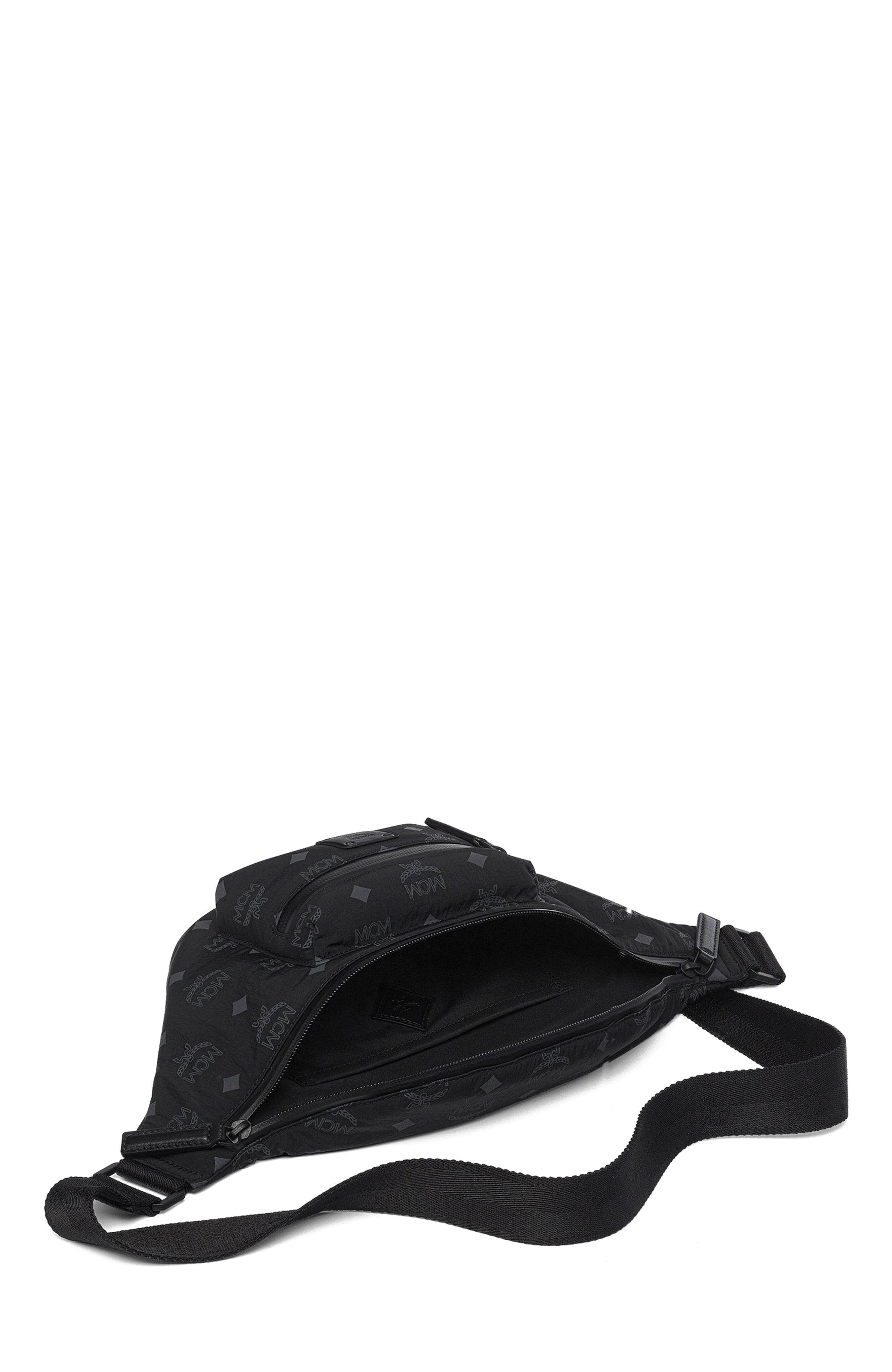 MCM Fursten Belt Bag in Monogram Nylon, Alternate, color, Black