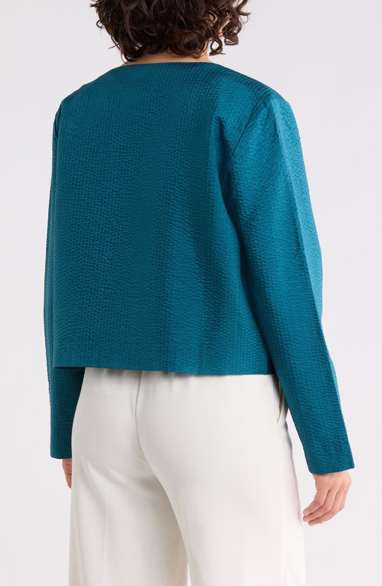 Eileen Fisher Round Neck Quilted Silk Jacket, Alternate, color, Harbor