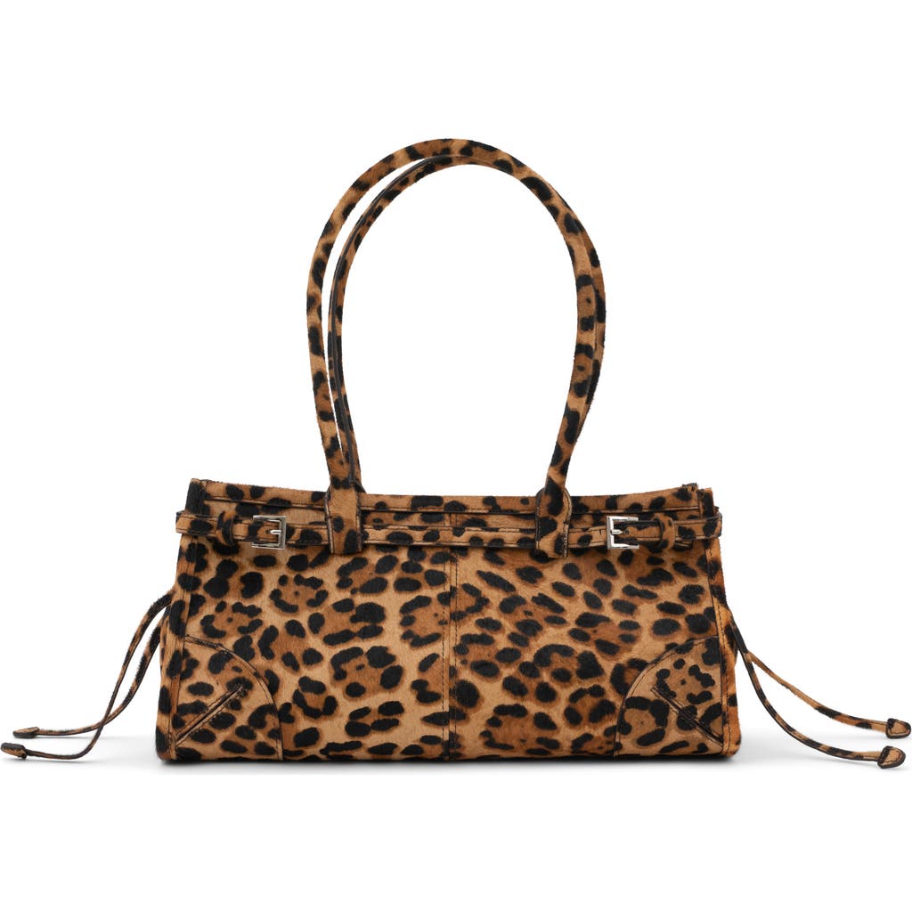 Jeffrey Campbell Pesky Genuine Calf Hair Shoulder Bag In Tan Brown Cheetah
