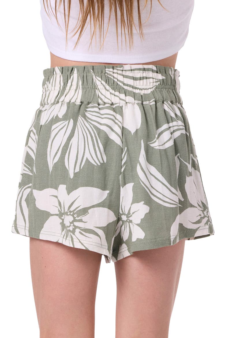 Kids' Gabi Floral Smocked Waist Shorts, Alternate, color, SEA SPRAY