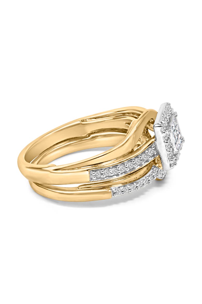14K Yellow Gold Plated Sterling Silver 1/2 Cttw Princess Square Diamond Bridal Set, Alternate, color, Yellow Gold over Silver