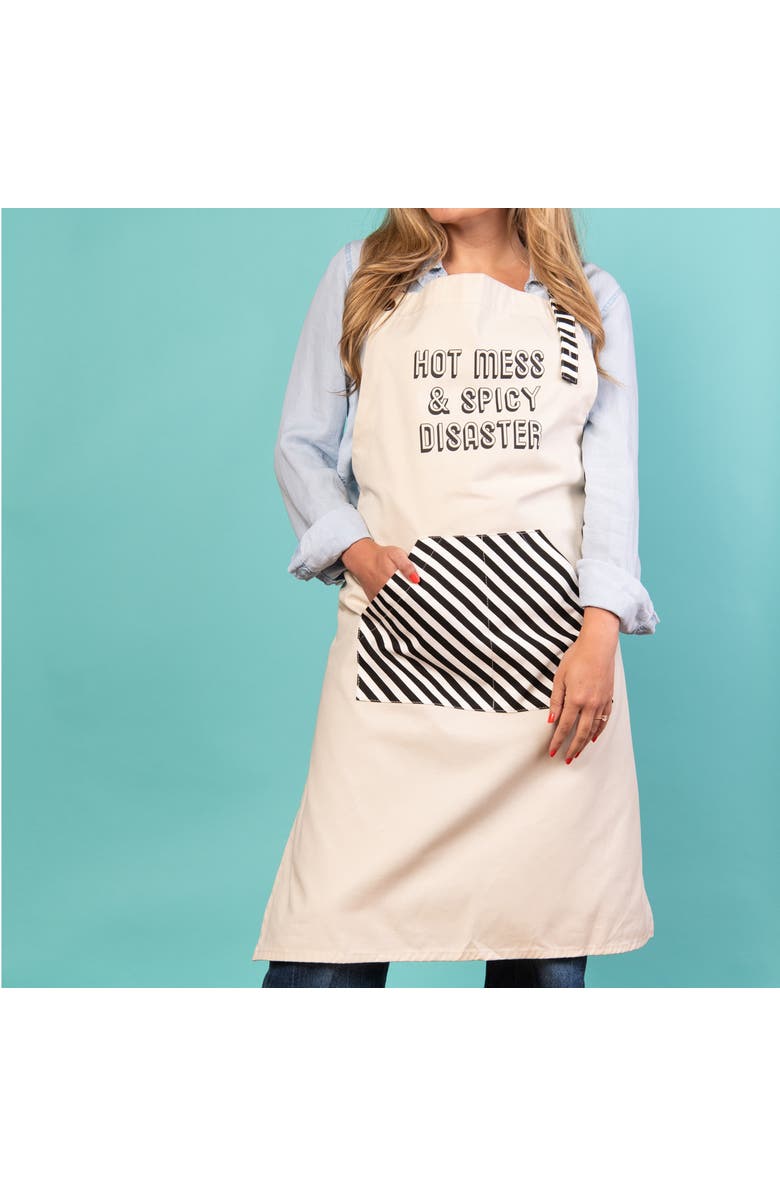 Totalee Gift Hot Mess & Spicy Disaster Apron Cotton White, Alternate, color, White