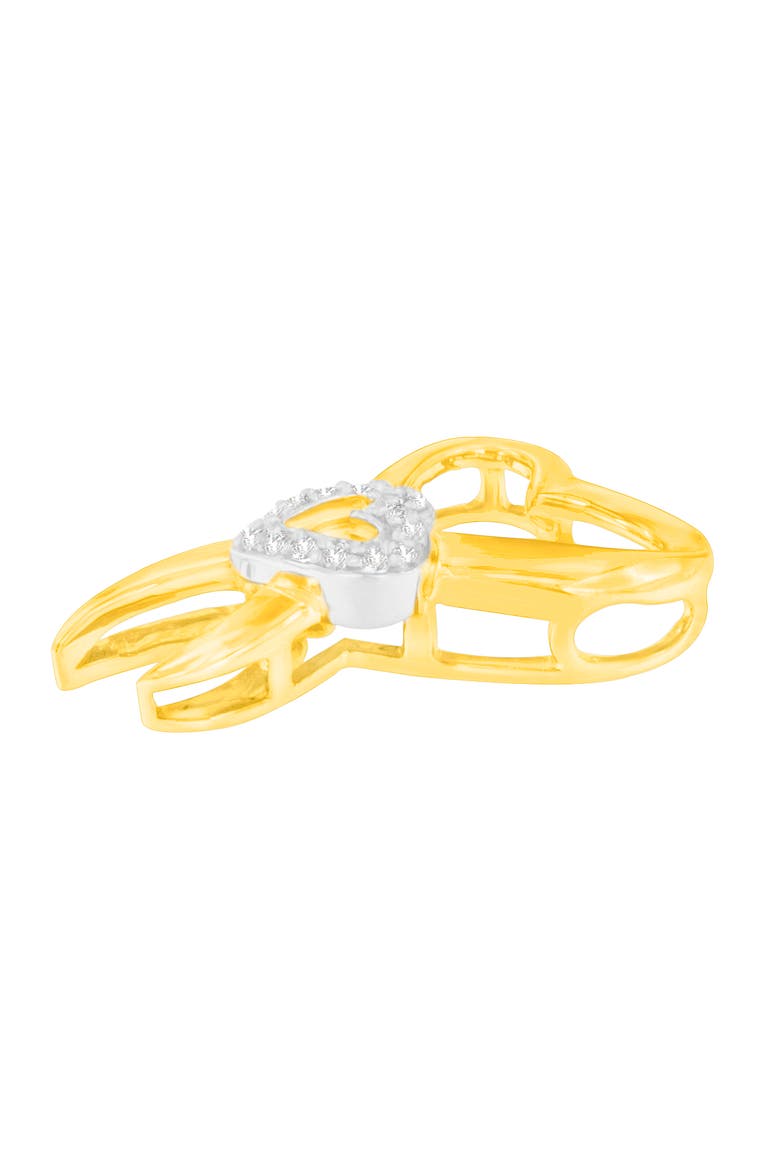 10K Two-Tone Gold 1/10 cttw Diamond Heart Pendant Necklace, Alternate, color, Yellow