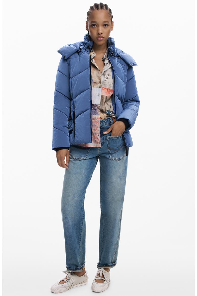 Quilted Puffer Coat with Removable Hood, Alternate, color, LIGHT BLUE
