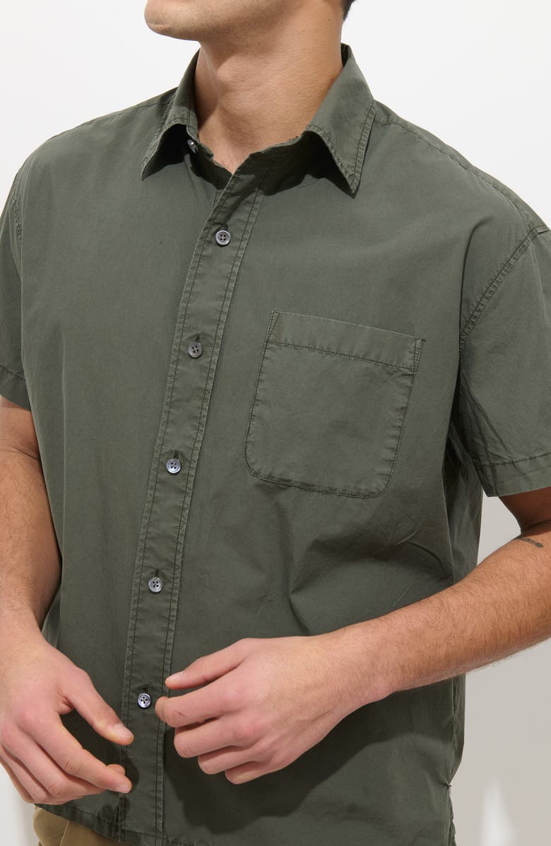Alex Mill Franklin Short Sleeve Cotton Poplin Button-Up Shirt, Alternate, color, Flight Green