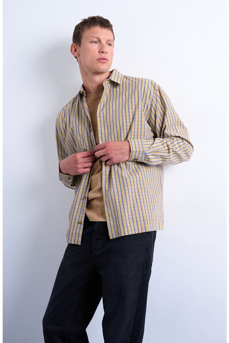 Cotton Poplin Button-Up Shirt, Alternate, color, MUSTARD MULTI