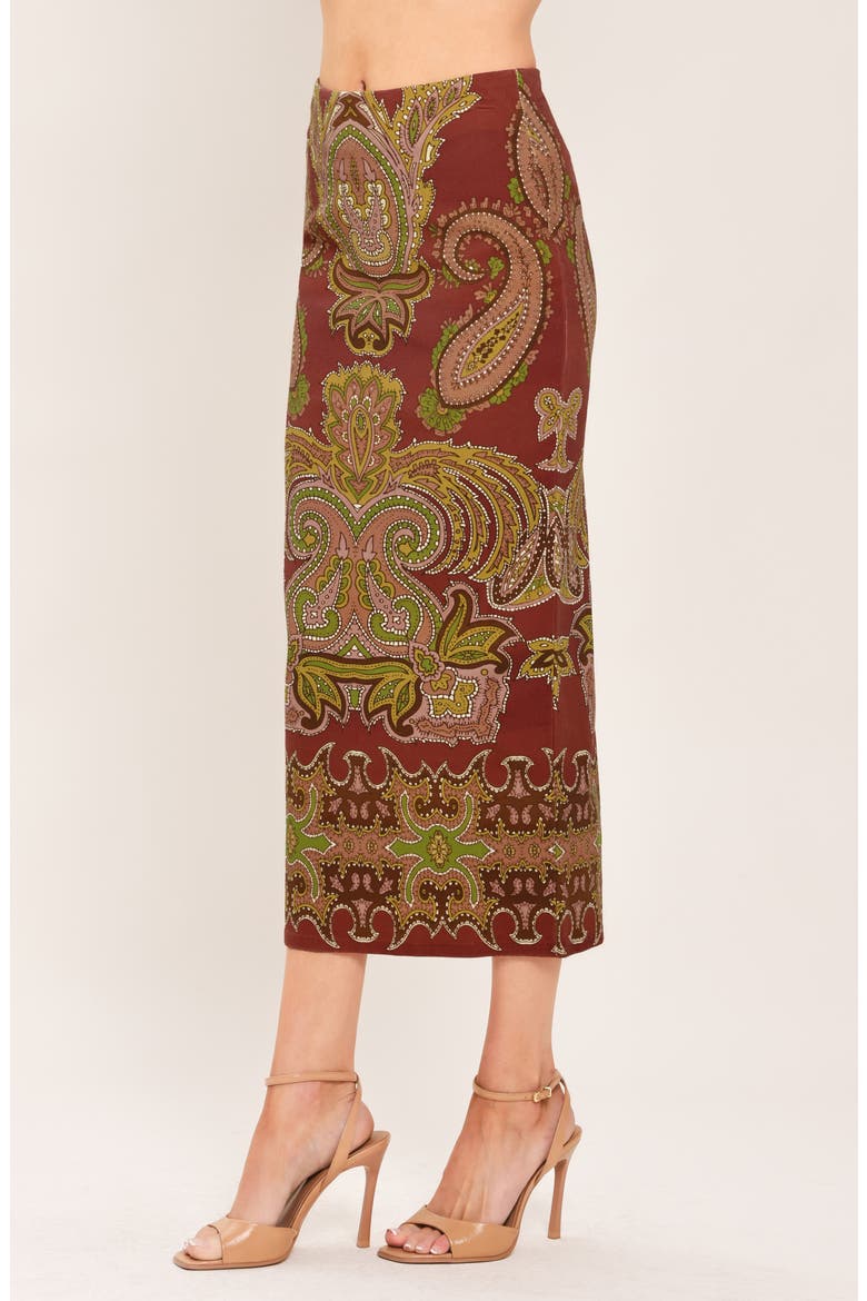 Paisley Print Pencil Skirt, Alternate, color, MAROON