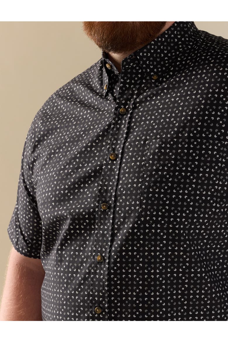 Big & Tall Easy-Care Micro Print Sport Shirt V3, Alternate, color, BLACK