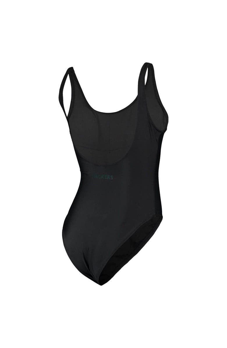 G-III 4HER BY CARL BANKS Women's G-III 4Her by Carl Banks Black Green Bay Packers Making Waves One-Piece Swimsuit, Alternate, color, 