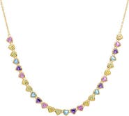 BY ADINA EDEN Colored CZ Bezel Hearts Necklace
