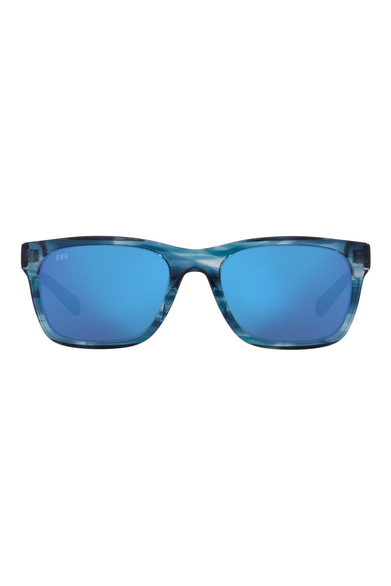 Tybee 55mm Mirrored Polarized Rectangle Sunglasses, Main, color, BLUE MIRROR
