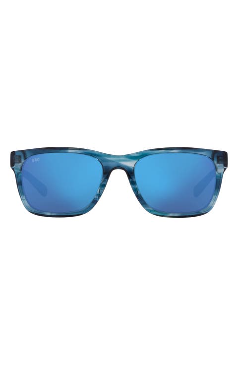 Tybee 55mm Mirrored Polarized Rectangle Sunglasses