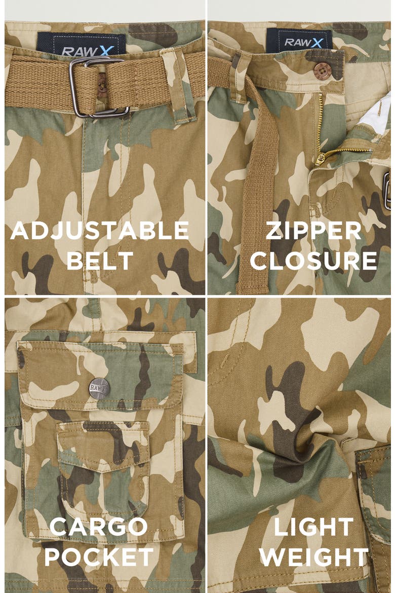 Kids' Belted Cotton Twill Cargo Shorts, Alternate, color, DESERT CAMO