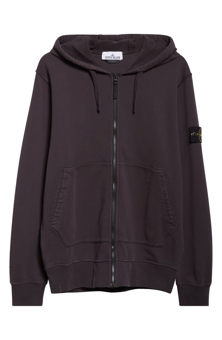 Stone Island Compass Logo Patch Full Zip Fleece Hoodie, Alternate, color, V0065 Charcoal