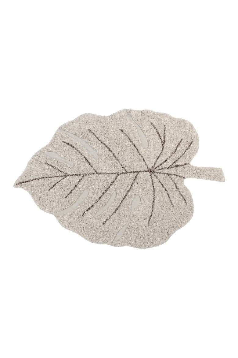 Monstera Leaf Washable Area Rug, Main, color, NATURAL SOIL BROWN