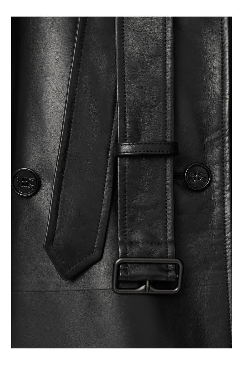 Long Leather Castleford Trench Coat, Alternate, color, Black