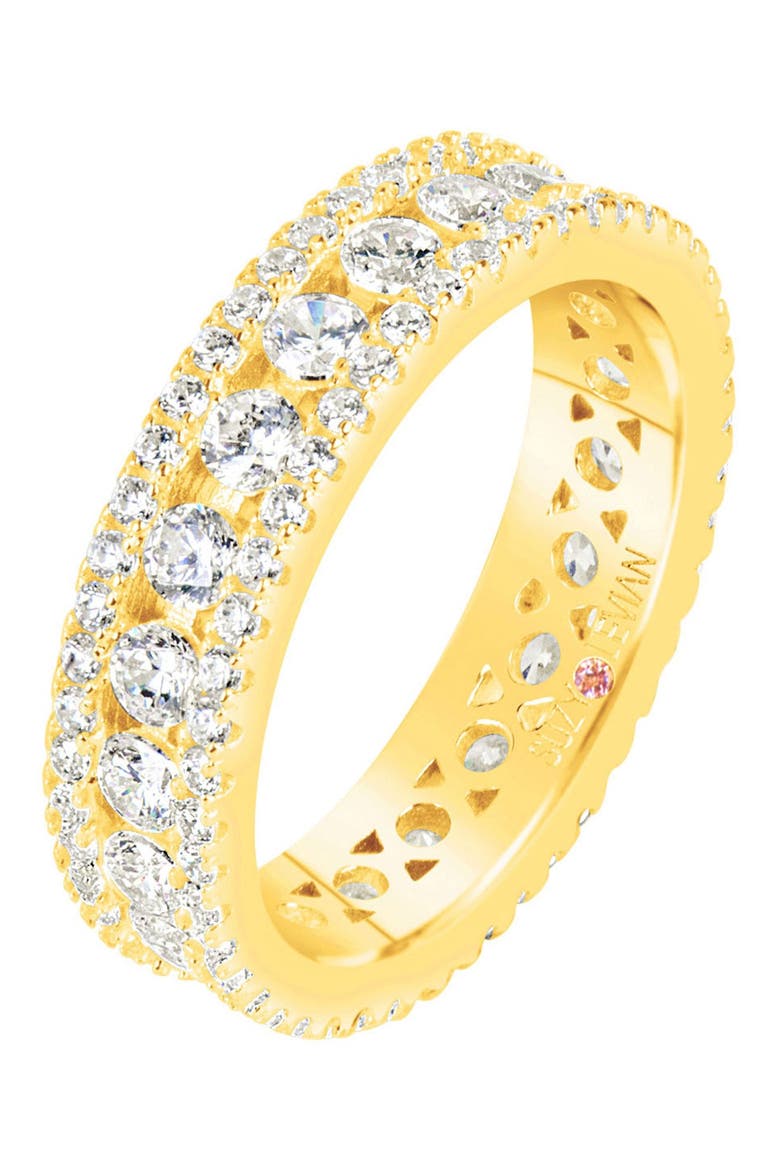 14K Gold CZ Modern Eternity Band, Alternate, color, YELLOW