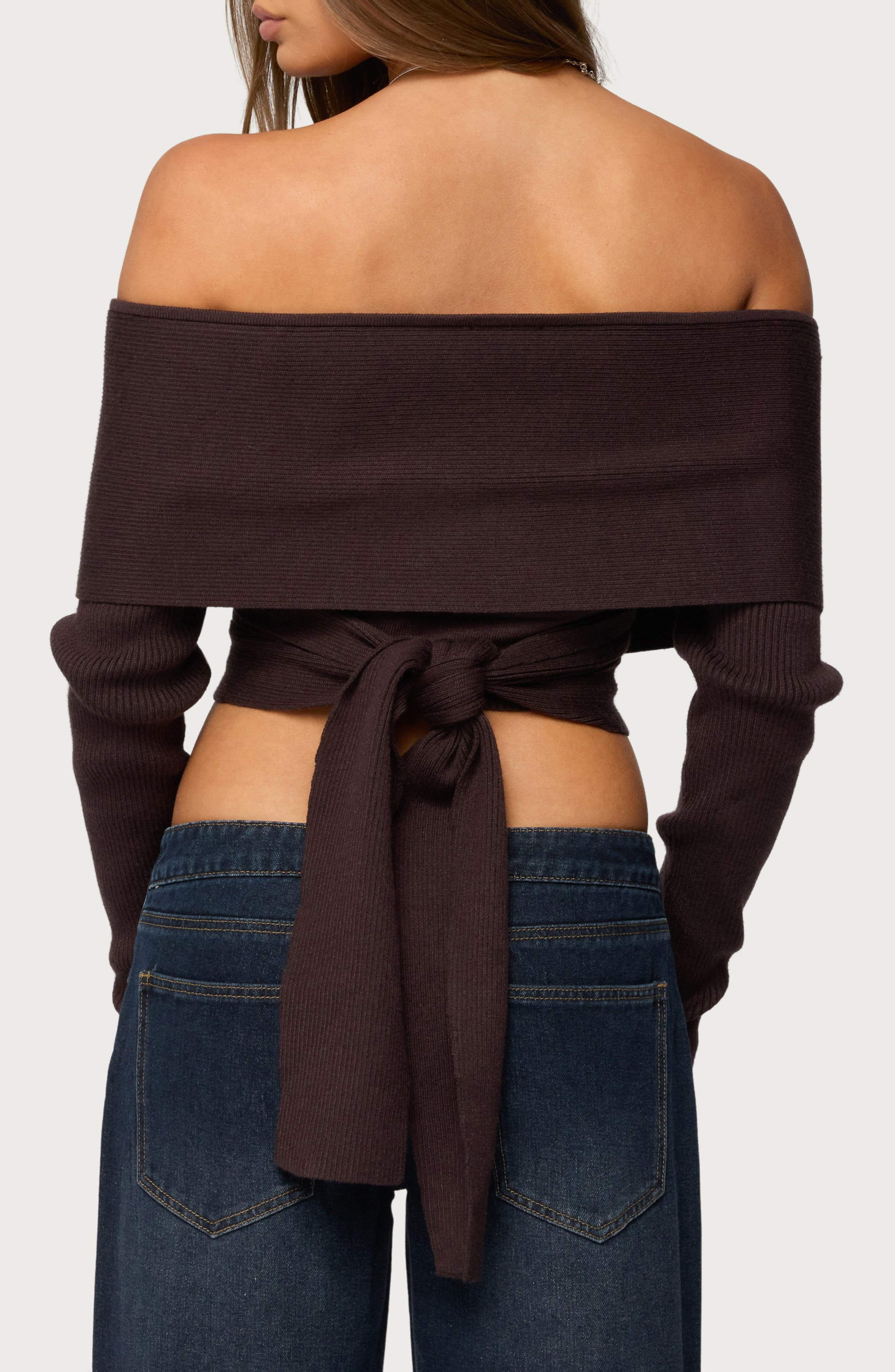 Paulina Off the Shoulder Wrap Sweater - image 2