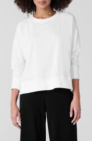 Eileen Fisher Crewneck Stretch Organic Cotton Knit Top