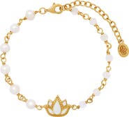 Karma and Luck Rainbow Moonstone Lotus Gold Plated Women's Chain Bracelet Intentions Aligned