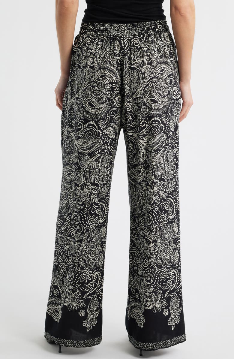 Vince Camuto Elastic Waist Wide Leg Pants, Alternate, color, Rich Black