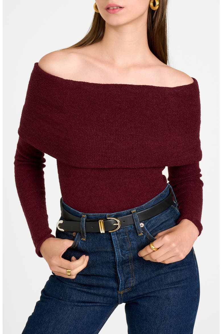Morgan Off the Shoulder Sweater, Alternate, color, DARK MERLOT