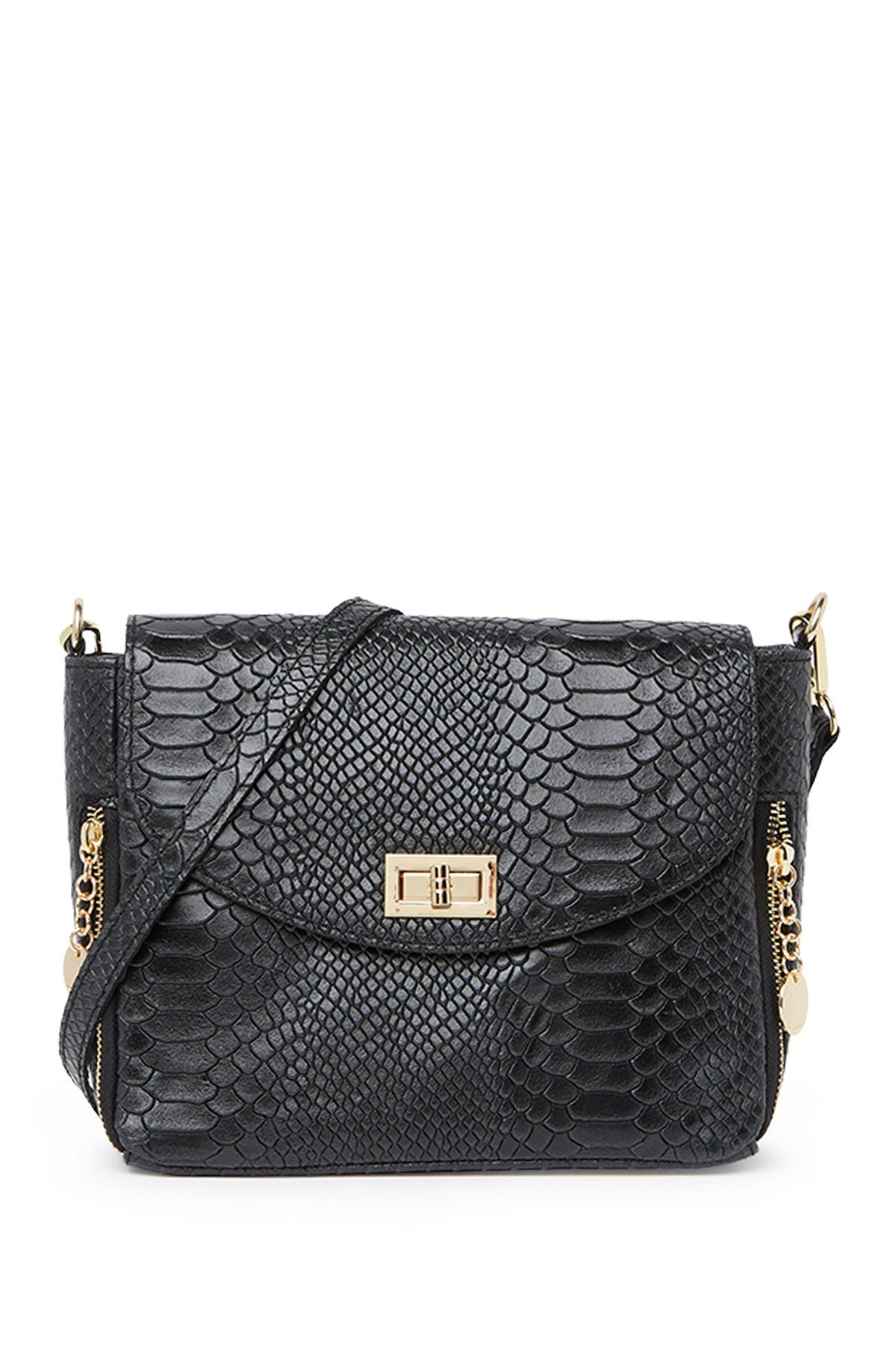 ROBERTA M Snakeskin Embossed Crossbody Bag, Main, color, 