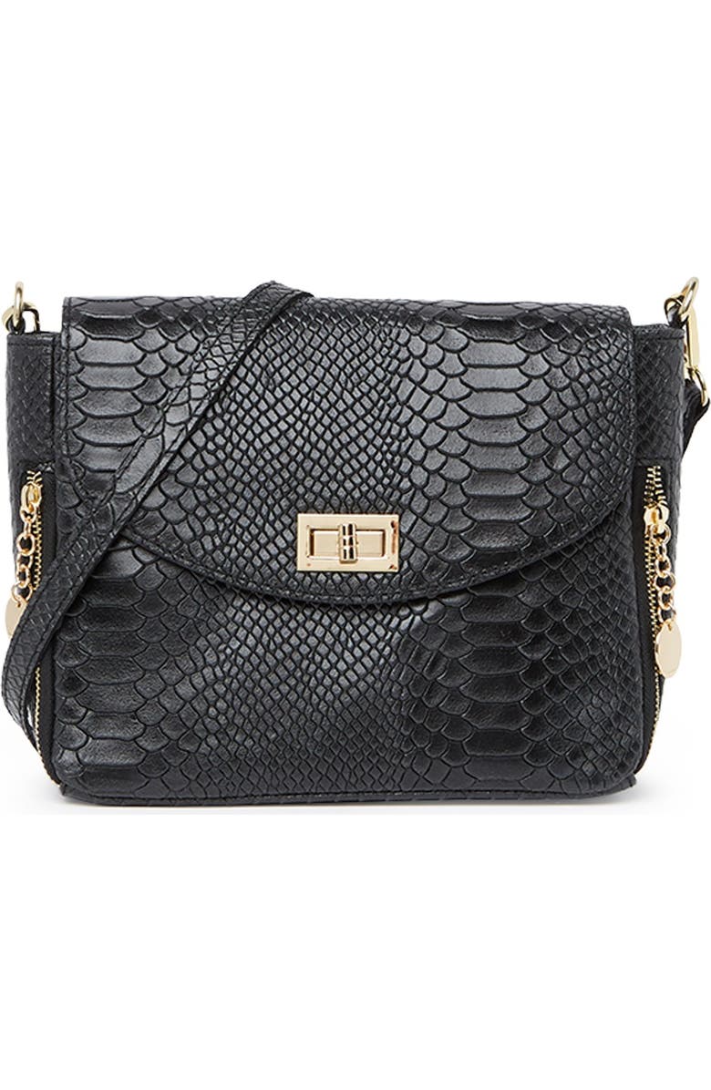 ROBERTA M Snakeskin Embossed Crossbody Bag, Main, color,