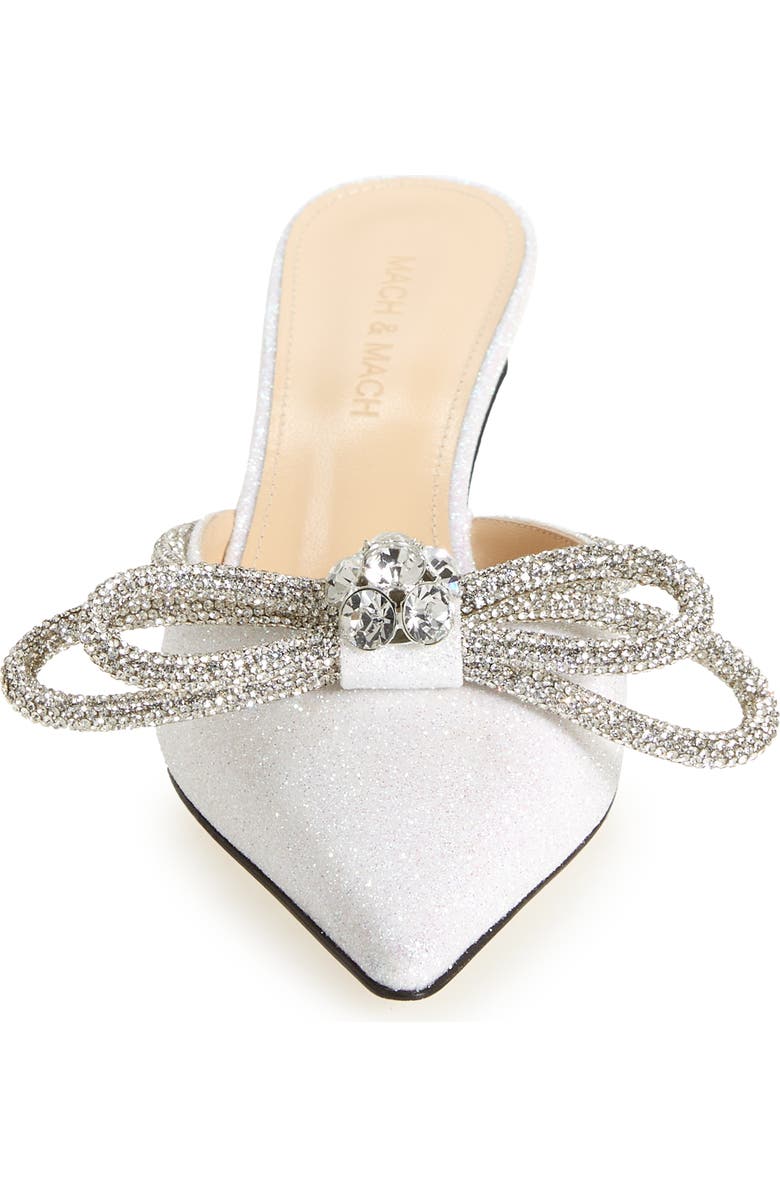 Mach & Mach Glitter Double Crystal Bow Pointed Toe Mule, Alternate, color,
