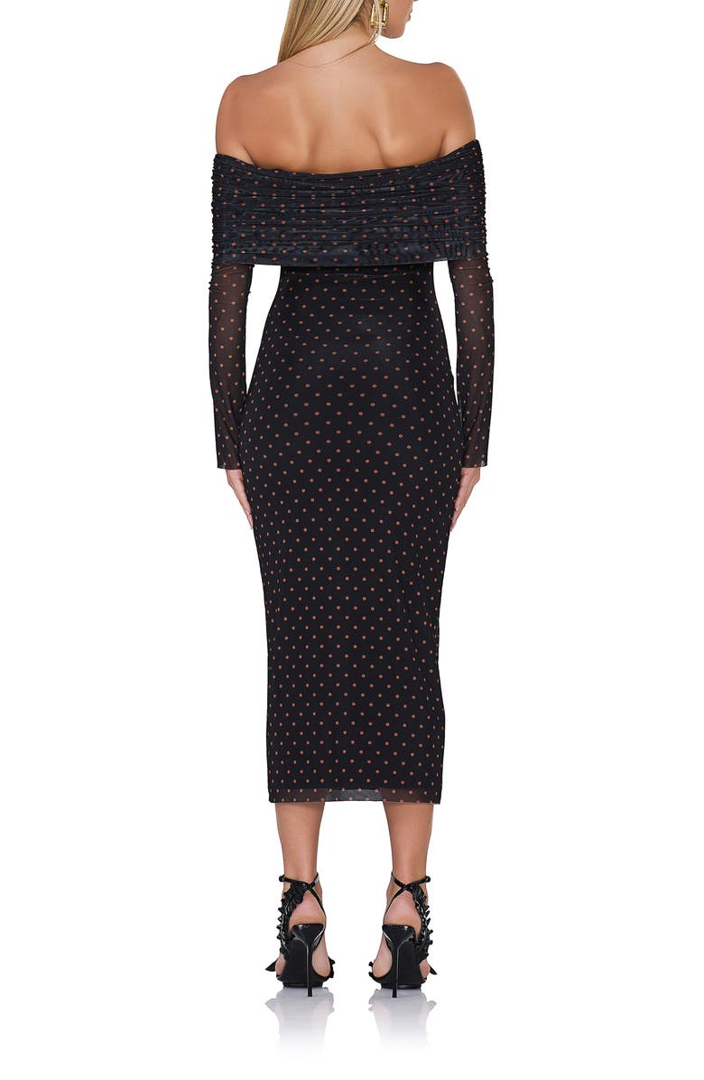AFRM Cornelia Off the Shoulder Long Sleeve Mesh Midi Dress, Alternate, color,