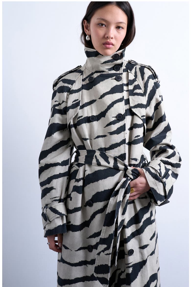 Stand Collar Trench Coat, Alternate, color, BLACK