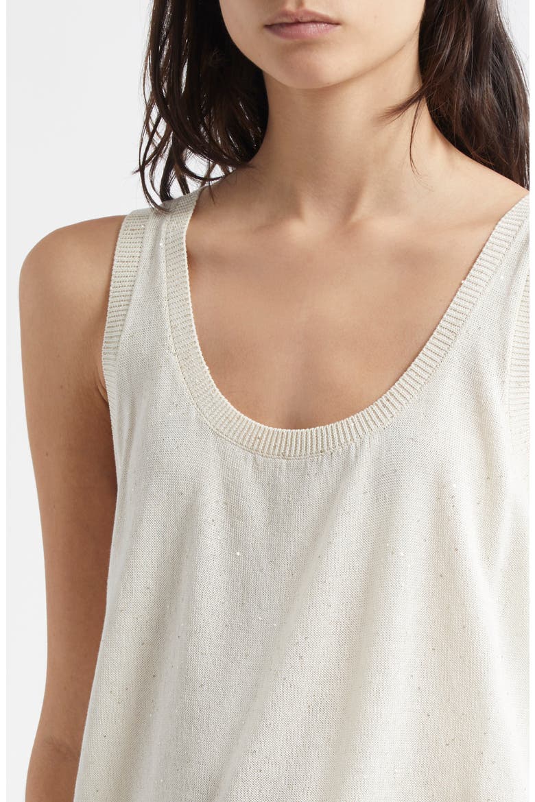 Sequin Openwork Silk & Cotton Sweater Vest, Alternate, color, WHITE
