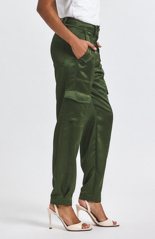 Derek Lam 10 Crosby Elian Stretch Satin Utility Pants In Green