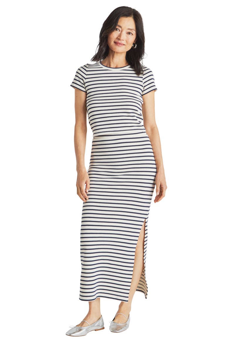 Whitney Stripe Maxi Skirt, Alternate, color, NAVY/ WHITE