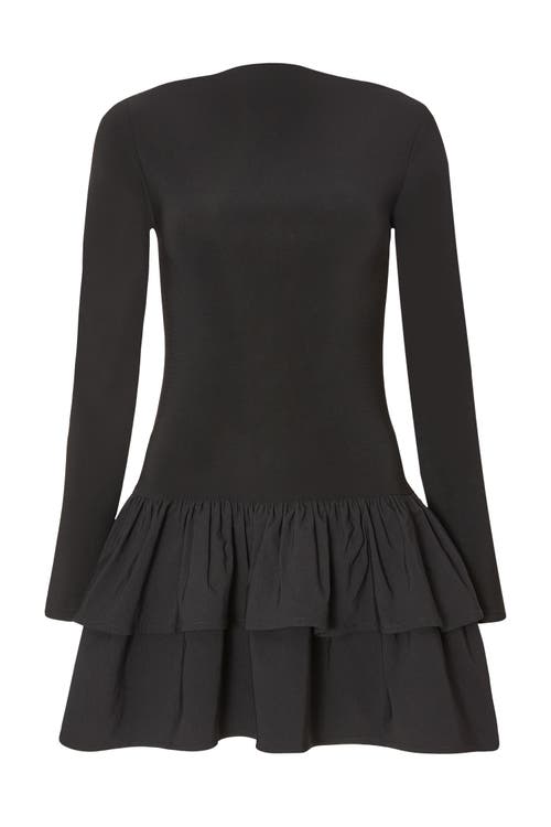 Quiz Ity Bengaline Long Sleeve Frill Mini Dress In Black