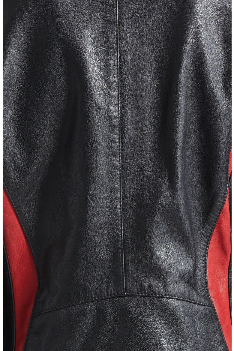 L-Ovable Leather BIker Jacket, Alternate, color, BLACK