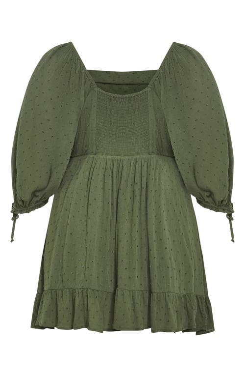 City Chic Arden Pleated Clip Dot Minidress In Green