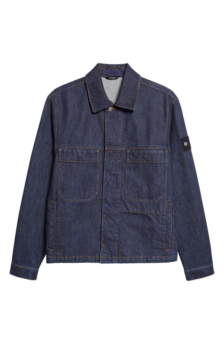Stone Island Denim Coach's Jacket, Main, color, Blue Rinse