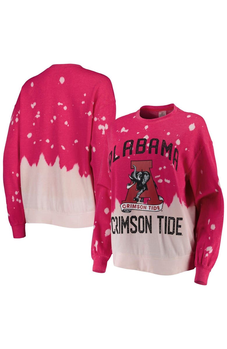 GAMEDAY COUTURE Women's Gameday Couture Crimson Alabama Crimson Tide Twice As Nice Faded Dip-Dye Pullover Long Sleeve Top, Alternate, color, Crimson