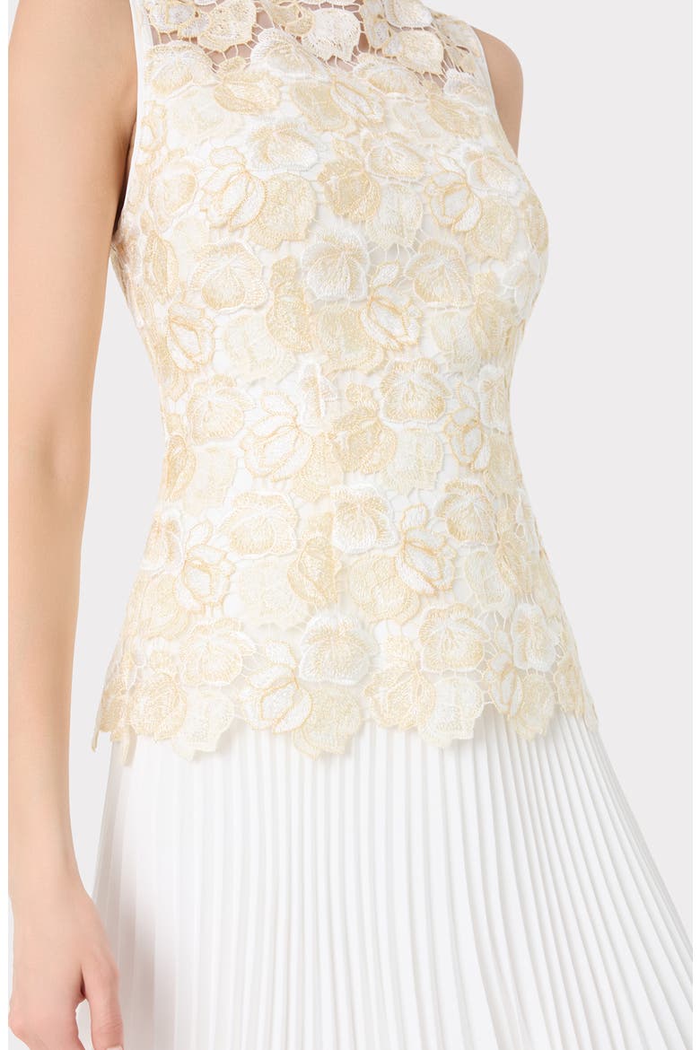 Maggie Embroidered Pleated Sleeveless Minidress, Alternate, color, ECRU