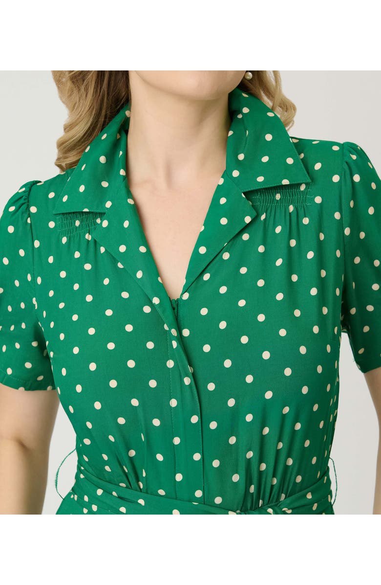 Unique Vintage 1940s Flare Leg Jumpsuit, Alternate, color, Green & White Dot