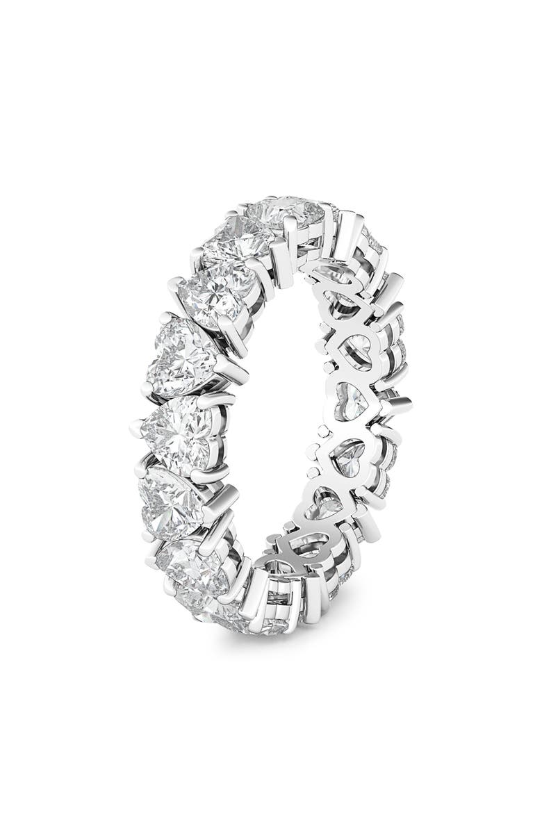HauteCarat Alternating Hearts Lab Created Diamond Eternity Ring, Alternate, color, White Gold