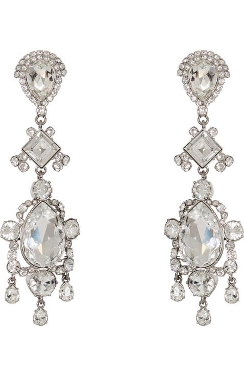 Brass and crystal pendant earrings