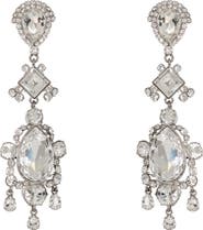 Balmain Brass and crystal pendant earrings