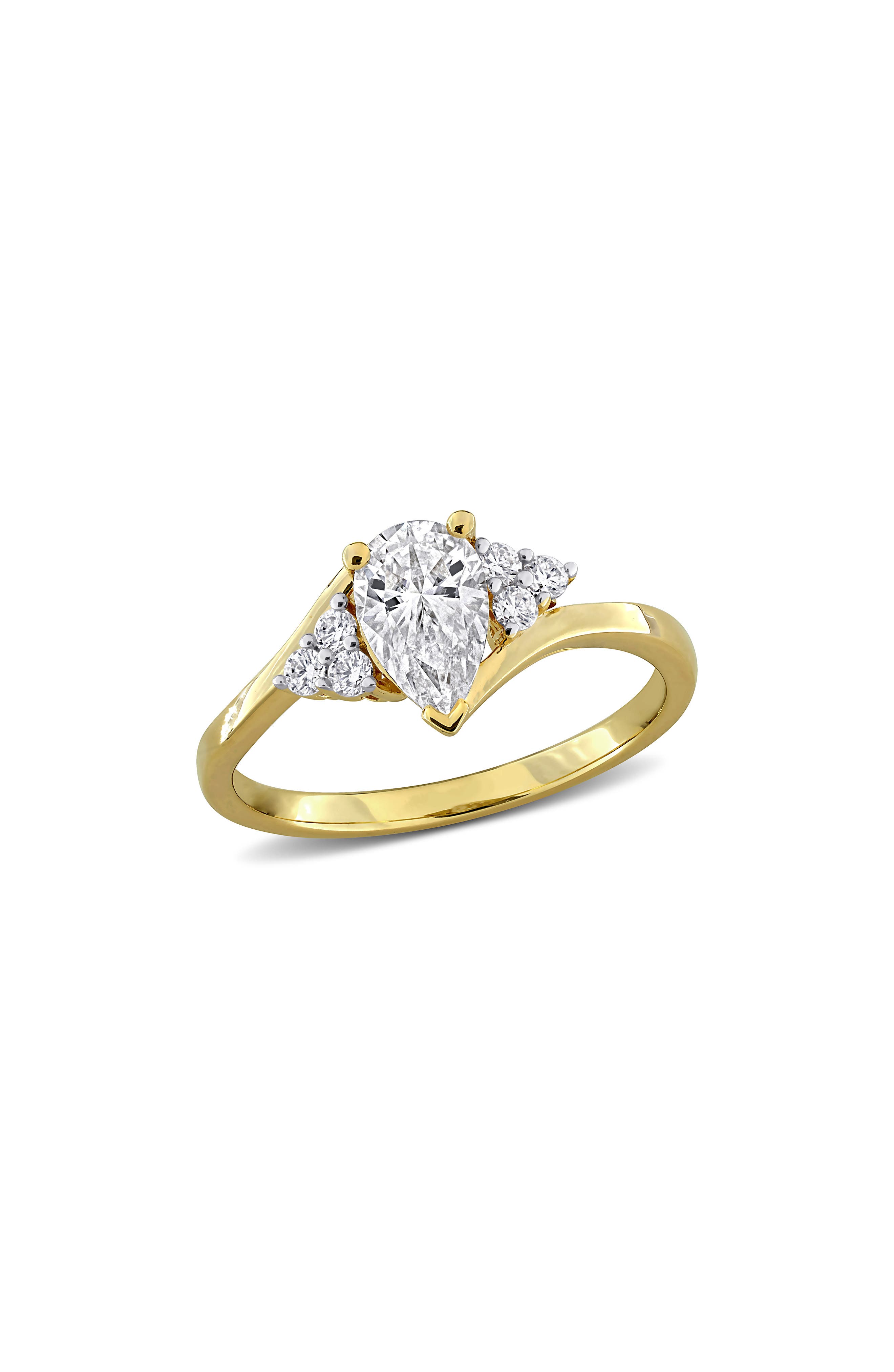 Lab Created Pear Shape Moissanite Ring