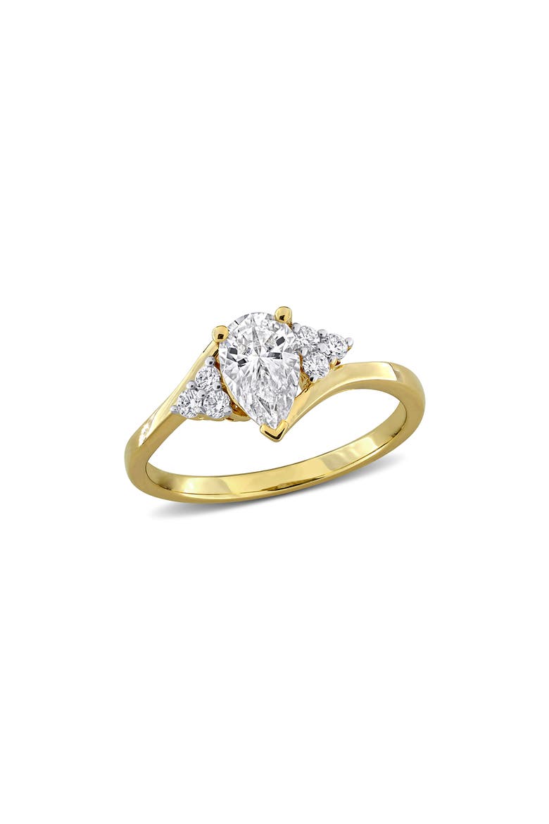 Lab Created Pear Shape Moissanite Ring, Main, color, WHITE