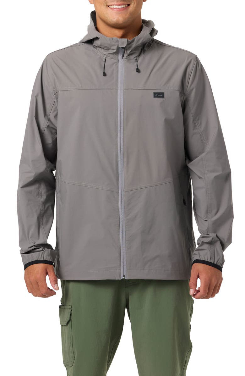 O'Neill TRVLR Hooded Water Repellent Windbreaker, Main, color, Gargoyle